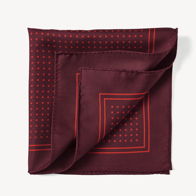 Pure Silk Pocket Square Cherry Red Polka Dots