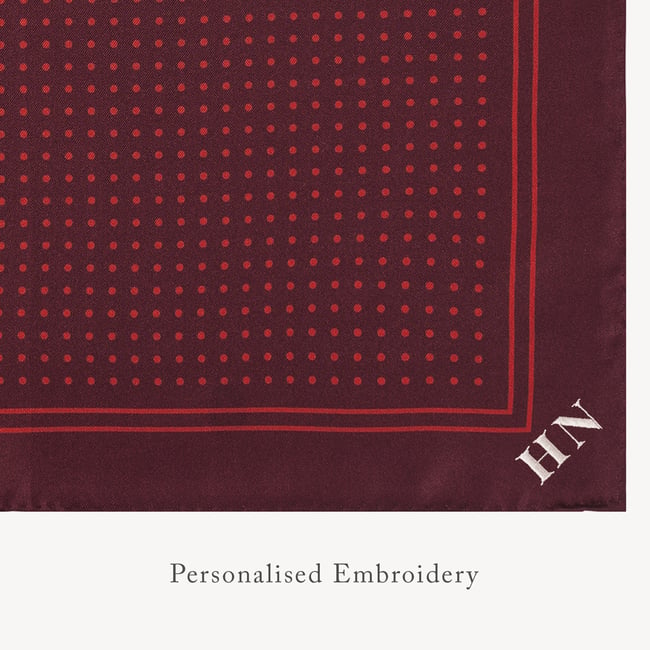 Pure Silk Pocket Square Cherry Red Polka Dots