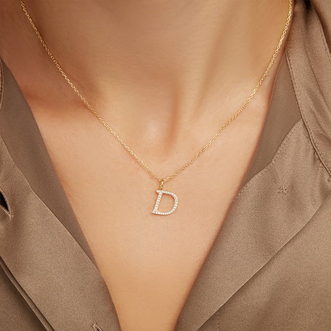 Diamond Initial D Necklace 0.148ct Diamond
