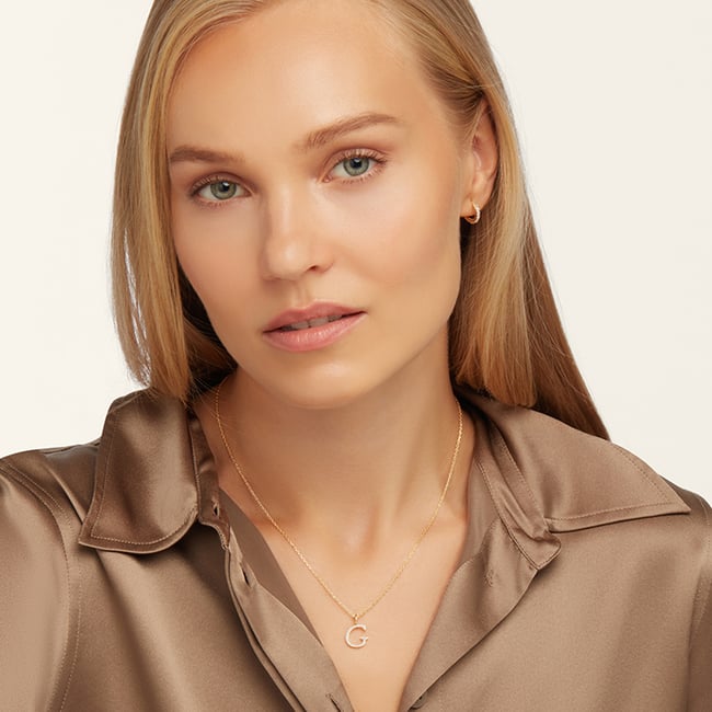 Diamond Initial G Necklace 0.126ct Diamond