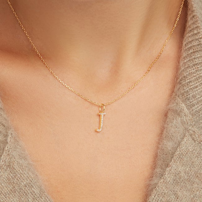 Diamond Initial J Necklace 0.062ct Diamond