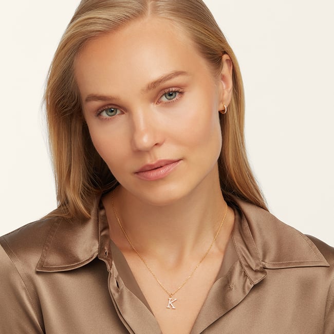 Diamond Initial K Necklace 0.138ct Diamond