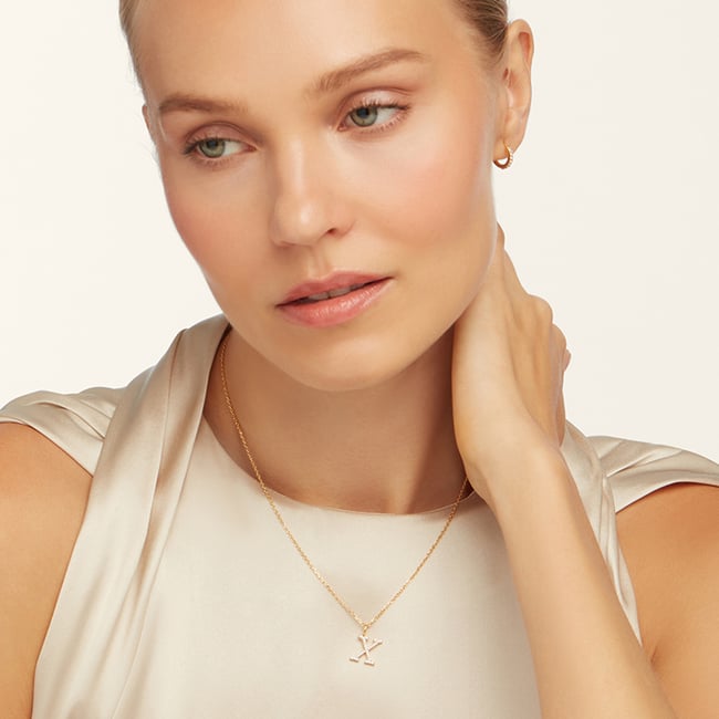 Diamond Initial X Necklace 0.140ct Diamond