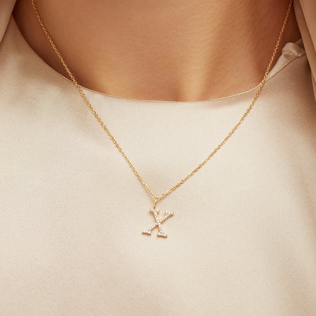 Diamond Initial X Necklace 0.140ct Diamond
