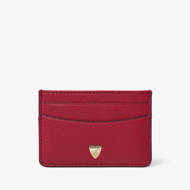 Slim Credit Card Holder Cherry Red Soft Saffiano