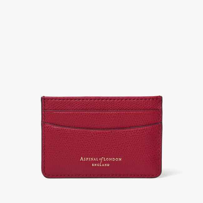 Slim Credit Card Holder Cherry Red Soft Saffiano