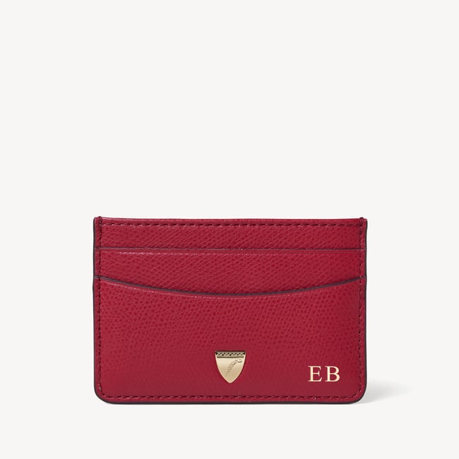 Slim Credit Card Holder Cherry Red Soft Saffiano
