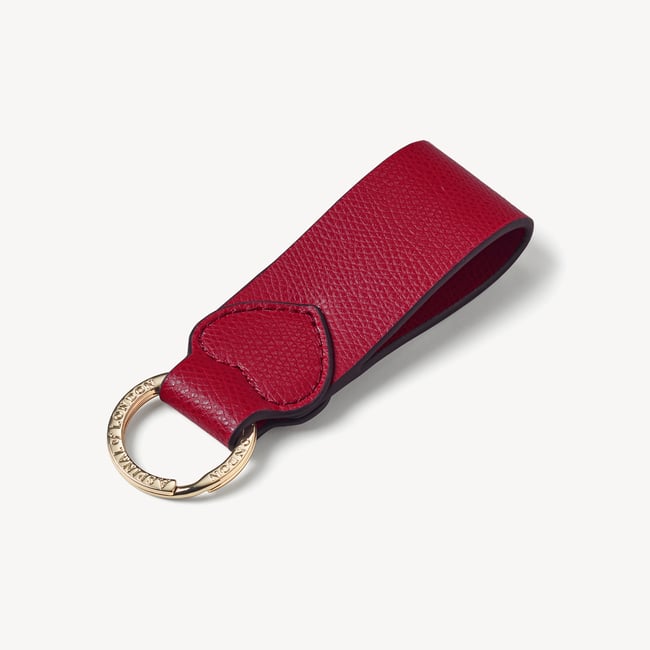 Heart Leather Loop Keyring Cherry Red Soft Saffiano