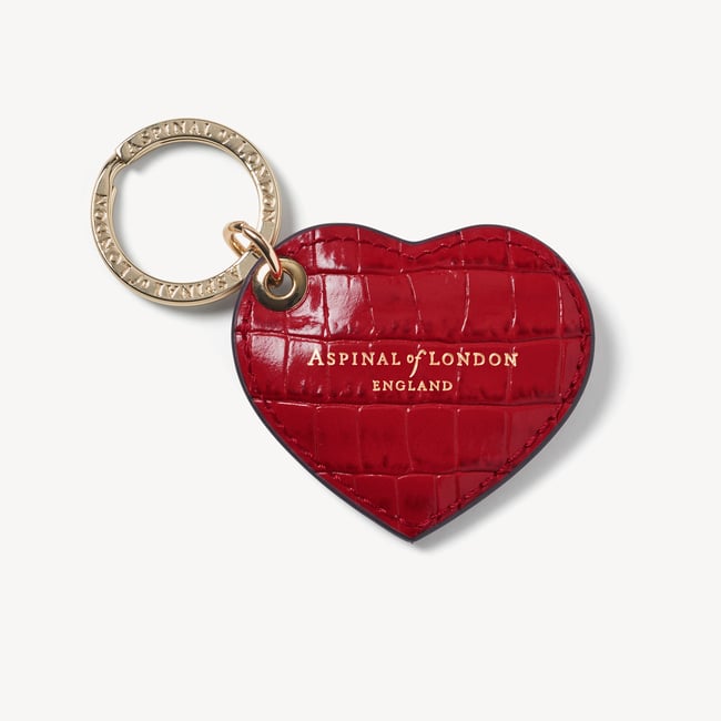 Small Heart Keyring Deep Shine Cherry Red Small Croc