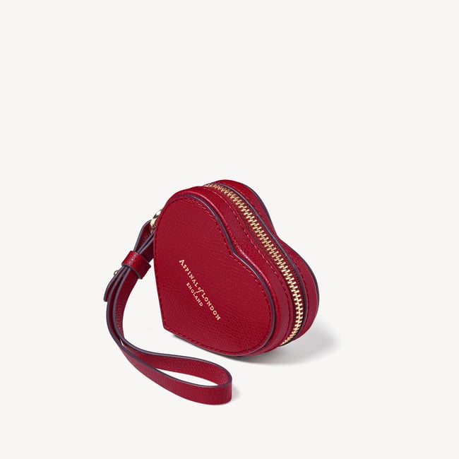 Heart Zipped Bag Charm Cherry Red Soft Saffiano