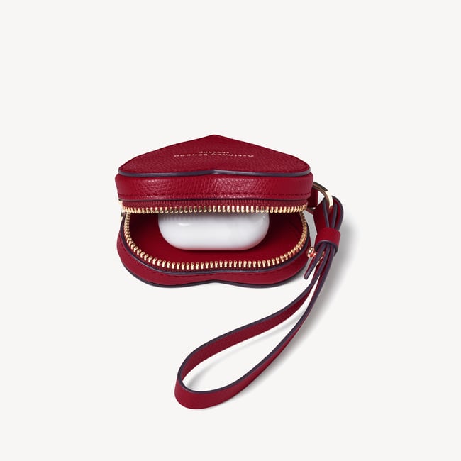 Heart Zipped Bag Charm Cherry Red Soft Saffiano