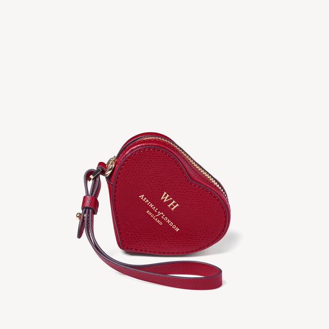 Heart Zipped Bag Charm Cherry Red Soft Saffiano