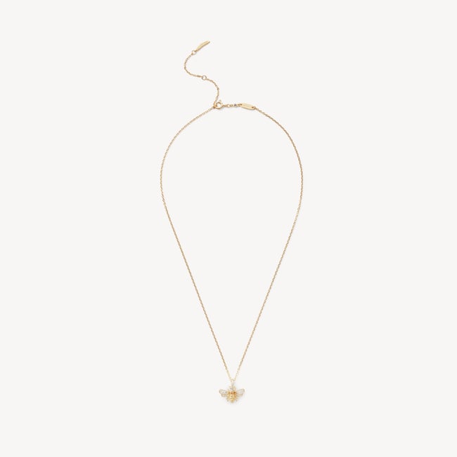 Diamond Bee Pendant Necklace 0.237ct White Sapphire & Citrine