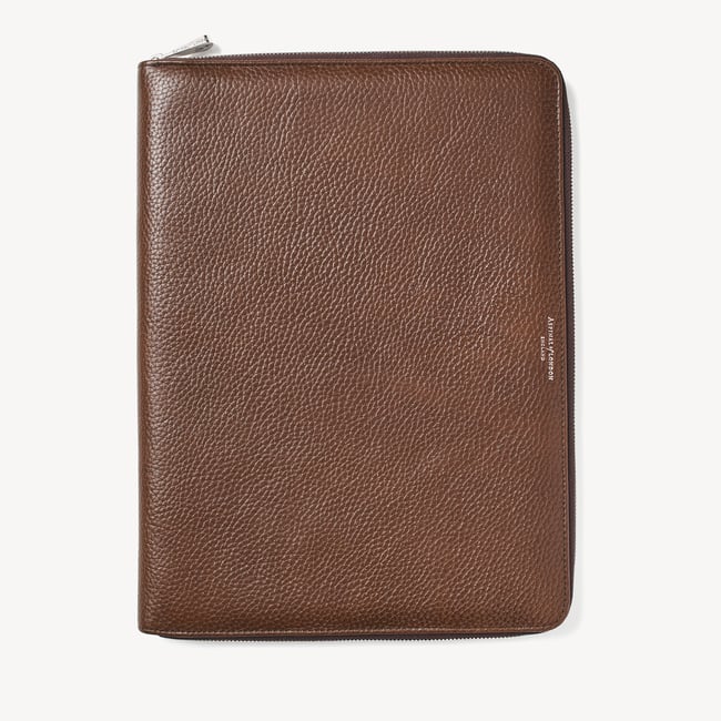 Executive A4 Zipped Padfolio Tobacco Pebble