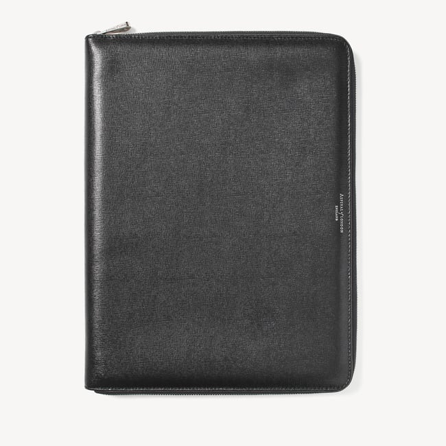Executive A4 Zipped Padfolio Black Saffiano
