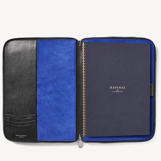 Executive A4 Zipped Padfolio Black Saffiano