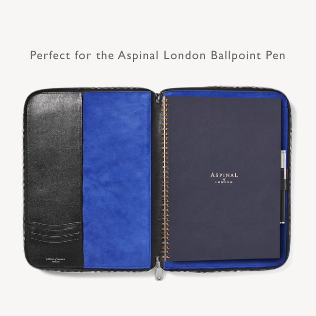 Executive A4 Zipped Padfolio Black Saffiano