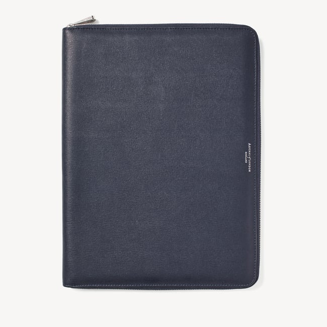Executive A4 Zipped Padfolio  Navy Saffiano