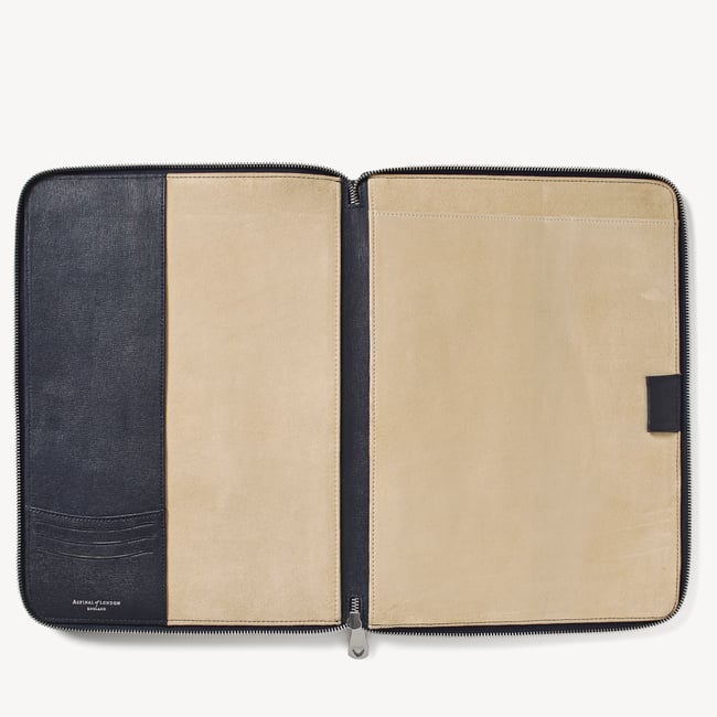 Executive A4 Zipped Padfolio  Navy Saffiano