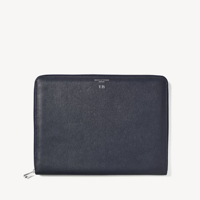 Executive A4 Zipped Padfolio  Navy Saffiano