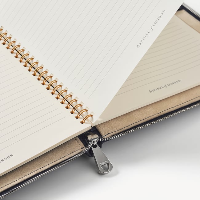 Executive A4 Zipped Padfolio  Navy Saffiano