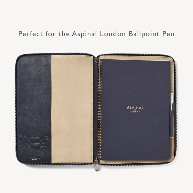 Executive A4 Zipped Padfolio  Navy Saffiano
