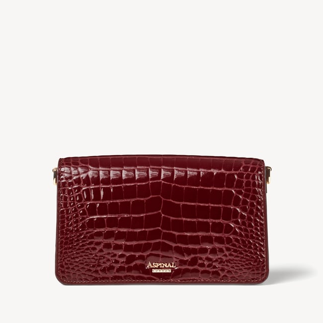 Eliza Clutch Merlot Patent Croc