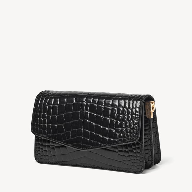 Eliza Clutch Black Patent Croc