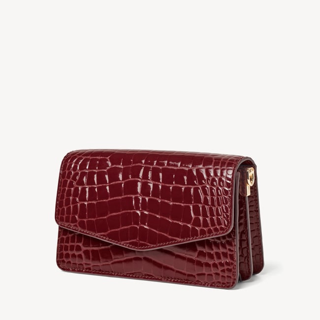 Eliza Clutch Merlot Patent Croc