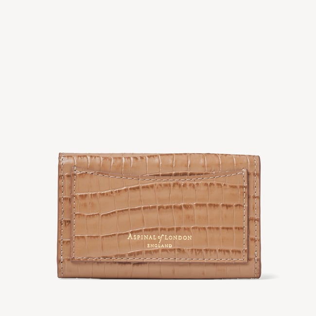 Business Card Holder Deep Shine Caramel Small Croc