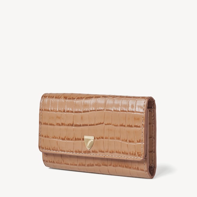 Business Card Holder Deep Shine Caramel Small Croc