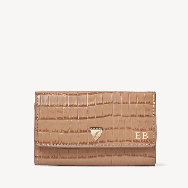 Business Card Holder Deep Shine Caramel Small Croc