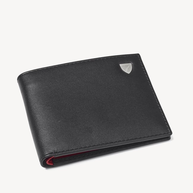 8 Card Billfold Wallet Smooth Black & Ruby Red