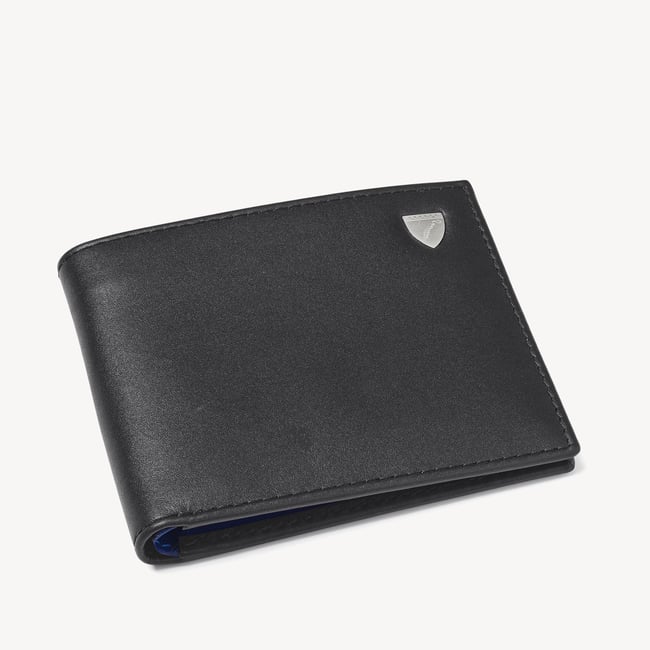 8 Card Billfold Wallet Smooth Black & Caspian Blue