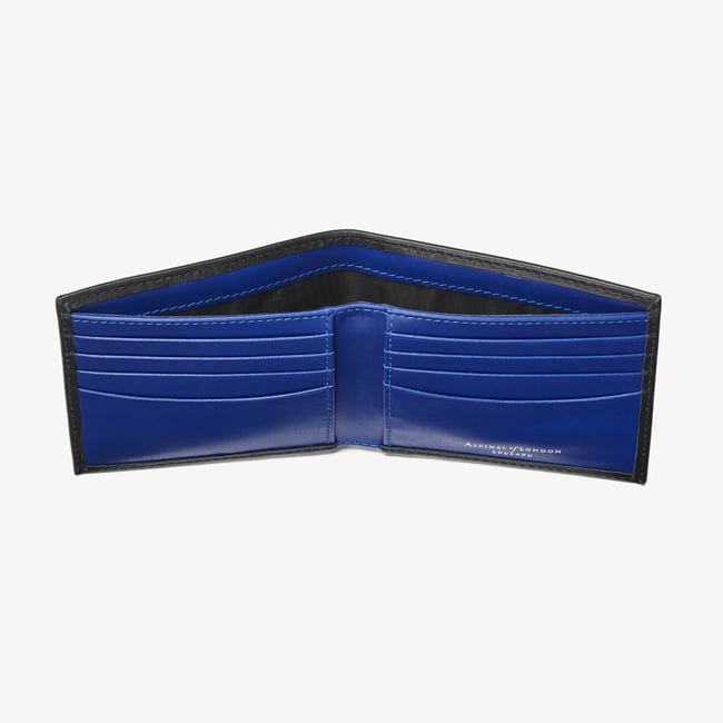 8 Card Billfold Wallet Smooth Black & Caspian Blue