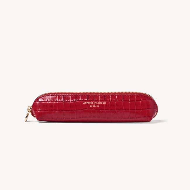 Pencil Case Deep Shine Cherry Red Small Croc