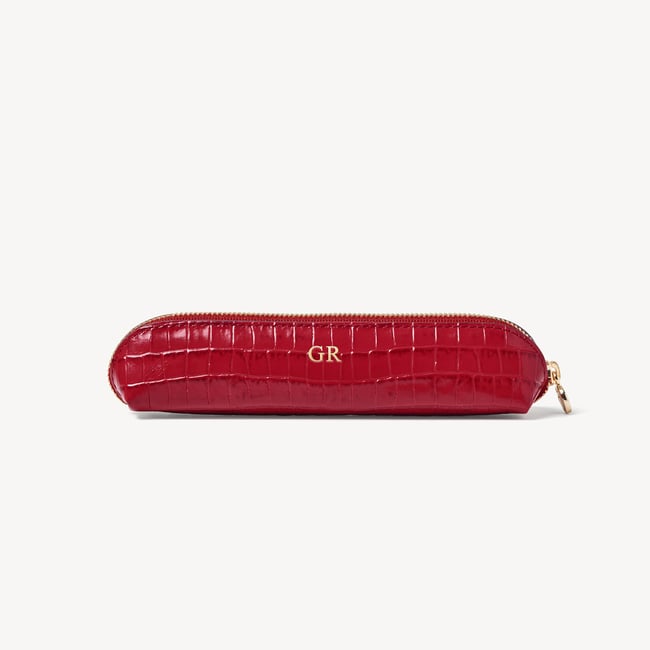 Pencil Case Deep Shine Cherry Red Small Croc