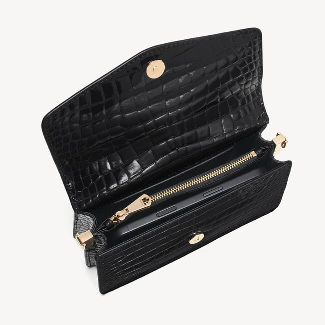 Eliza Clutch Black Patent Croc