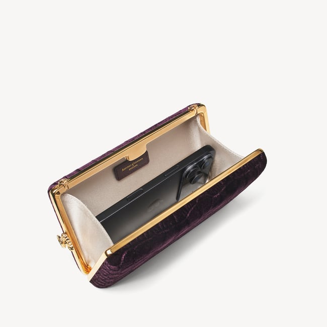 Florence Clutch Fig Velvet Croc