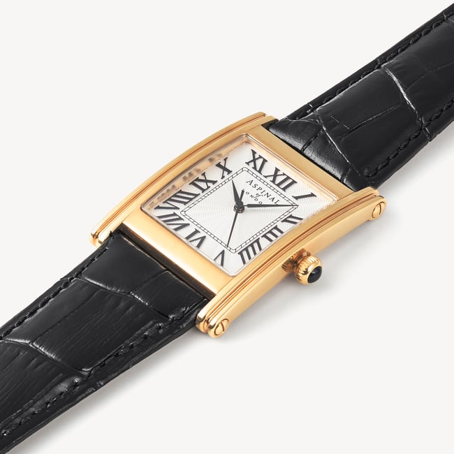 Mayfair® Classic Watch 23ct Gold Plated - Deep Shine Black Croc