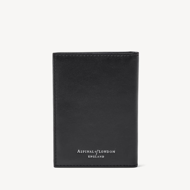 Double Fold Credit Card Holder Smooth Black & Ruby Red
