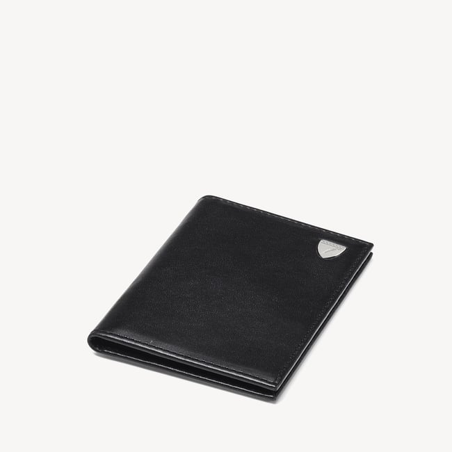 Double Fold Credit Card Holder Smooth Black & Ruby Red