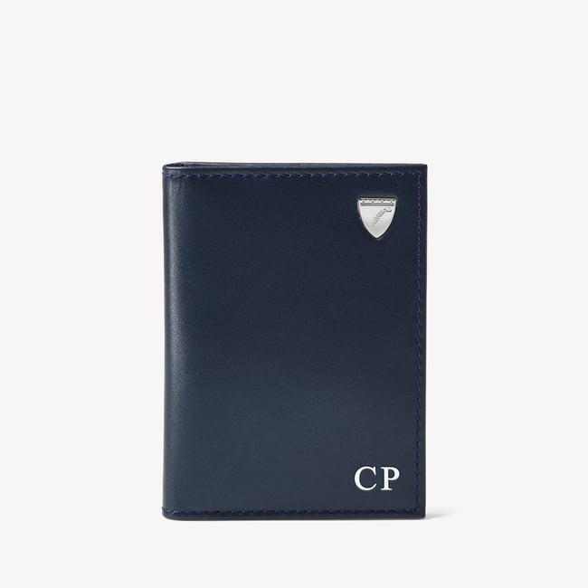 Double Fold Credit Card Holder Smooth Navy & Teal
