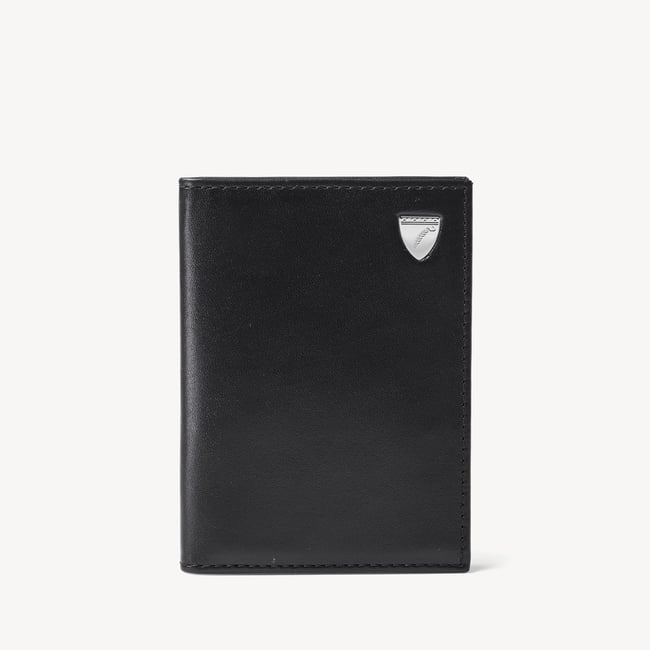 Double Fold Credit Card Holder Smooth Black & Yellow
