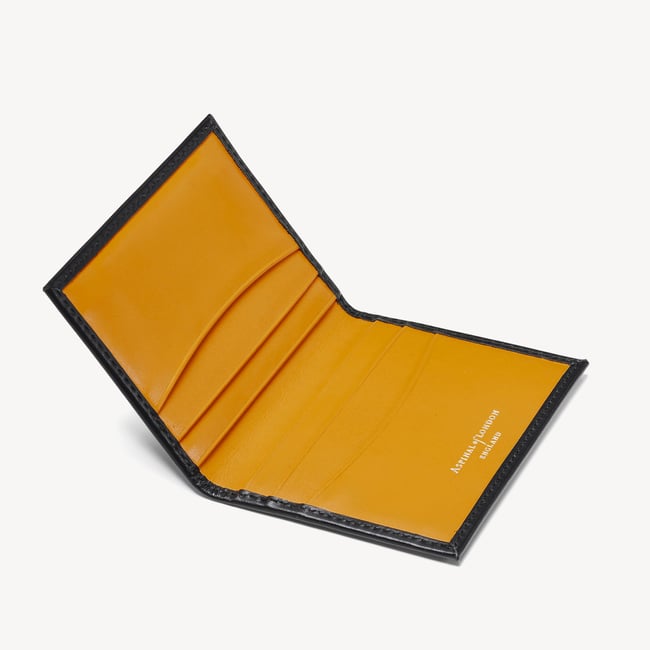 Double Fold Credit Card Holder Smooth Black & Yellow