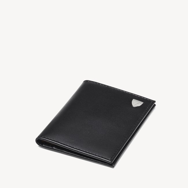 Double Fold Credit Card Holder Smooth Black & Yellow