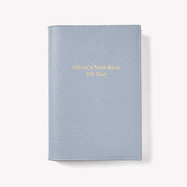 A5 Refillable Luxury Journal Sky Blue Pebble with Soft Suede Lining