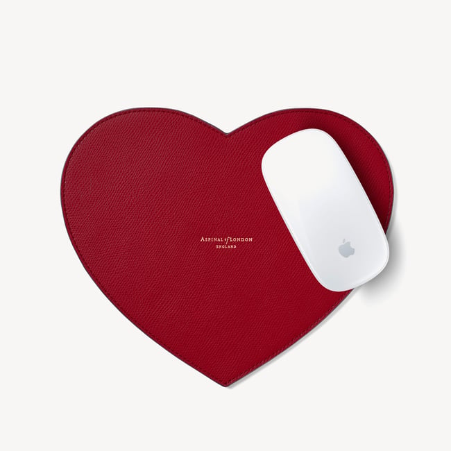 Heart Mouse Mat Cherry Red Soft Saffiano