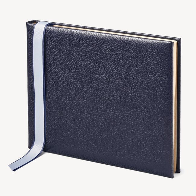 A4 Classic Leather Guest Book Navy Pebble
