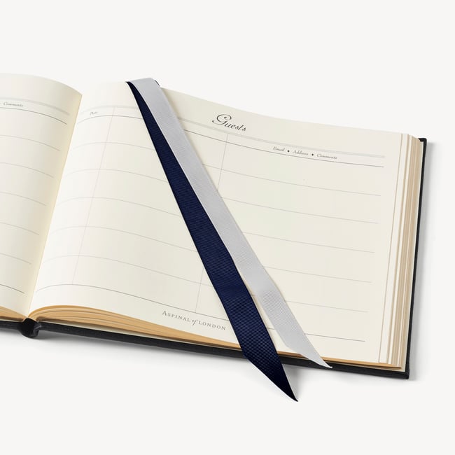 A4 Classic Leather Guest Book Navy Pebble